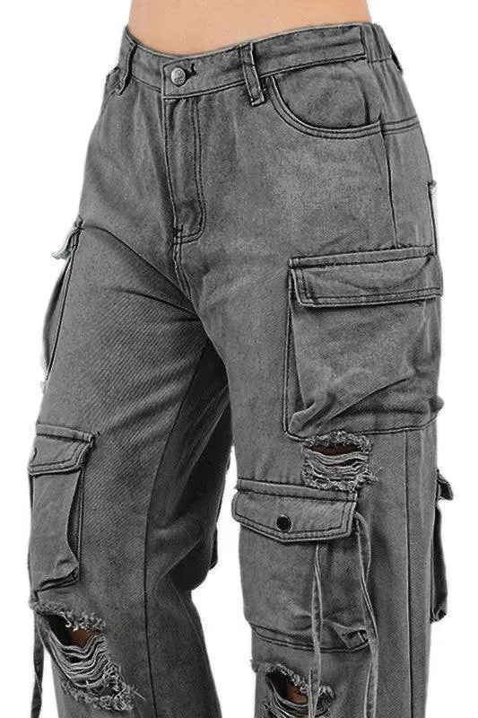 Cargo Style Denim Style Denim Pants