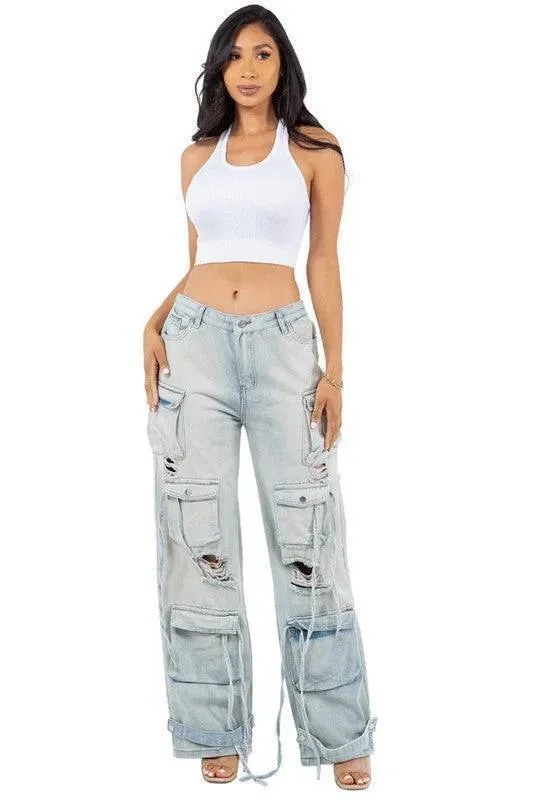 Cargo Style Denim Style Denim Pants