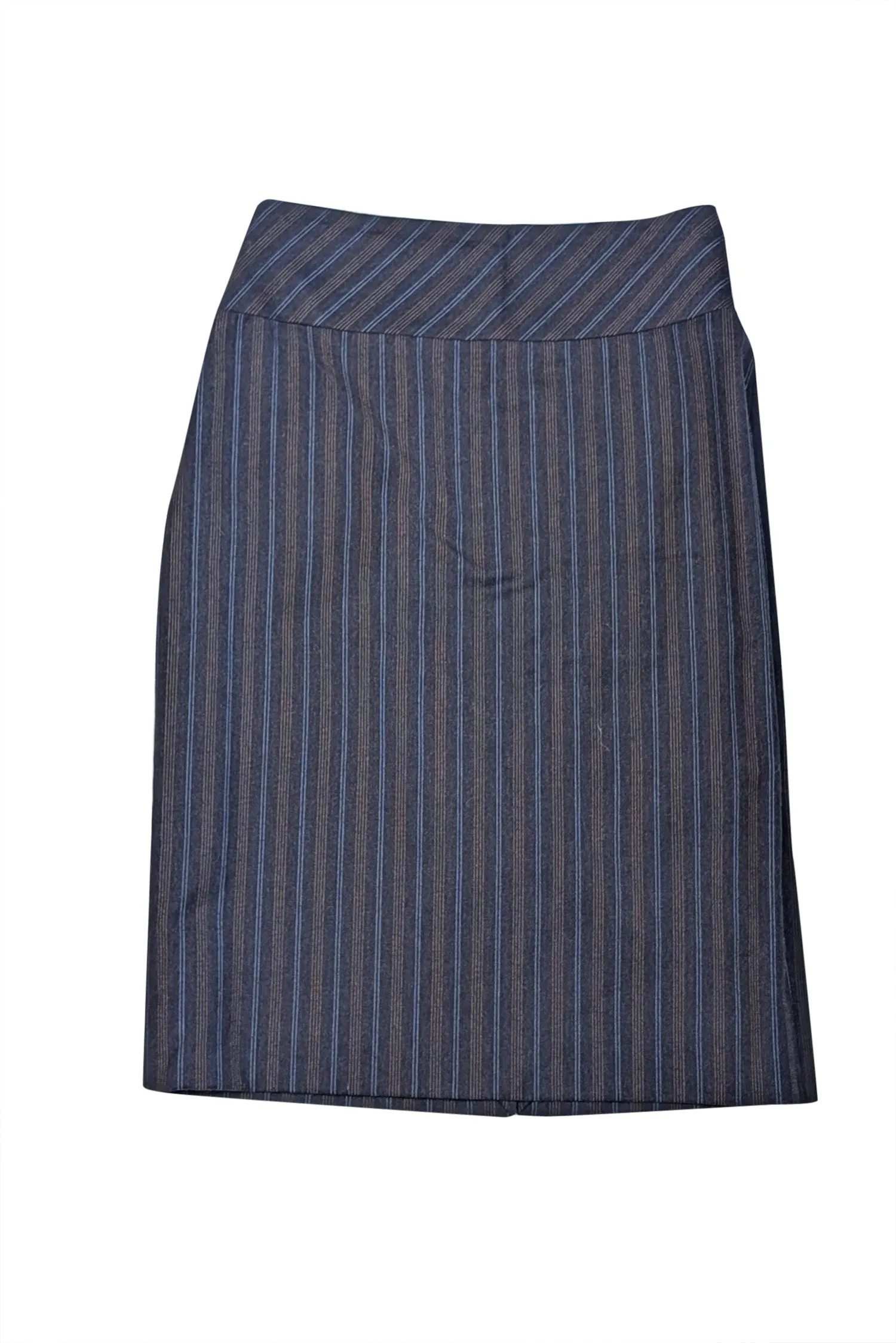 Carolina Herrera - Navy w/ Beige & Blue Striped Wool Blend Skirt Sz 4