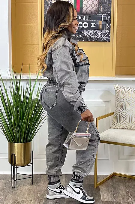 ‘Cassie’ Cargo Denim Set