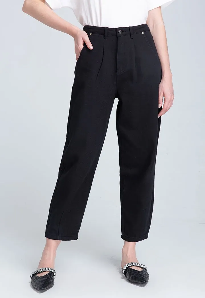 Choice High Waist Denim Carrot Pants Black