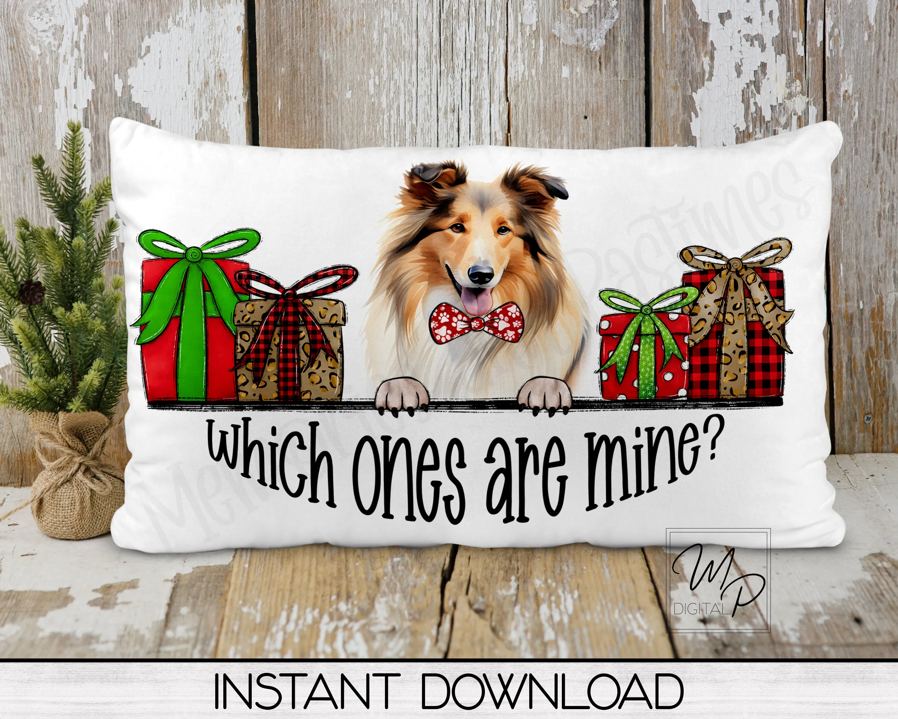 Christmas Collie Tree Skirt Sublimation Design - Commercial Use