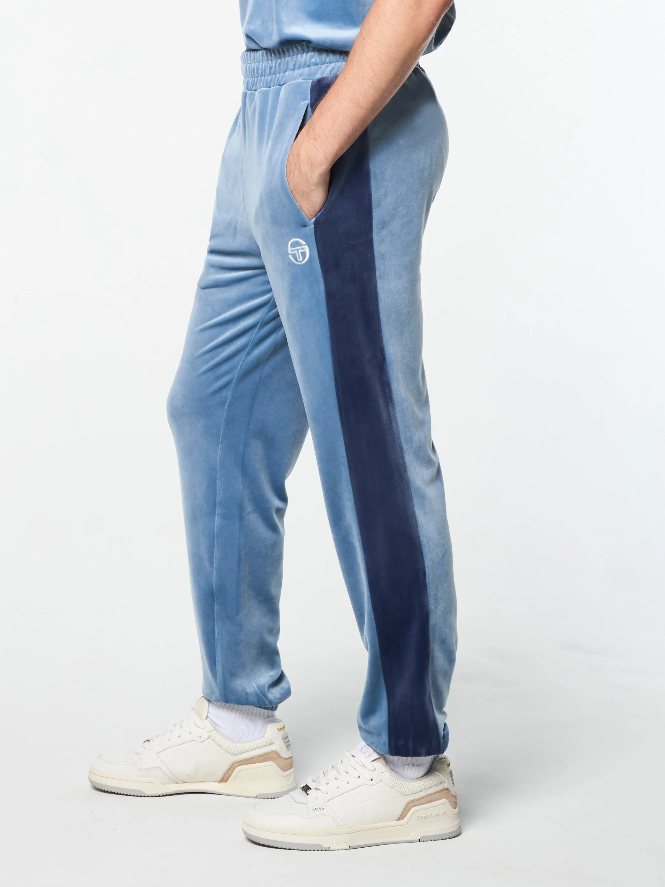 Cielo Velour Track Pant- Faded Denim