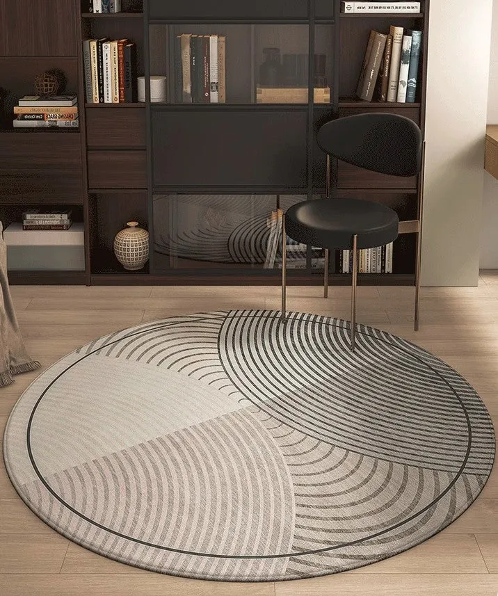 Circular Area Rugs for Bedroom, Modern Rugs for Dining Room, Abstract Contemporary Round Rugs under Chairs, Geometric Modern Rugs for Living Room