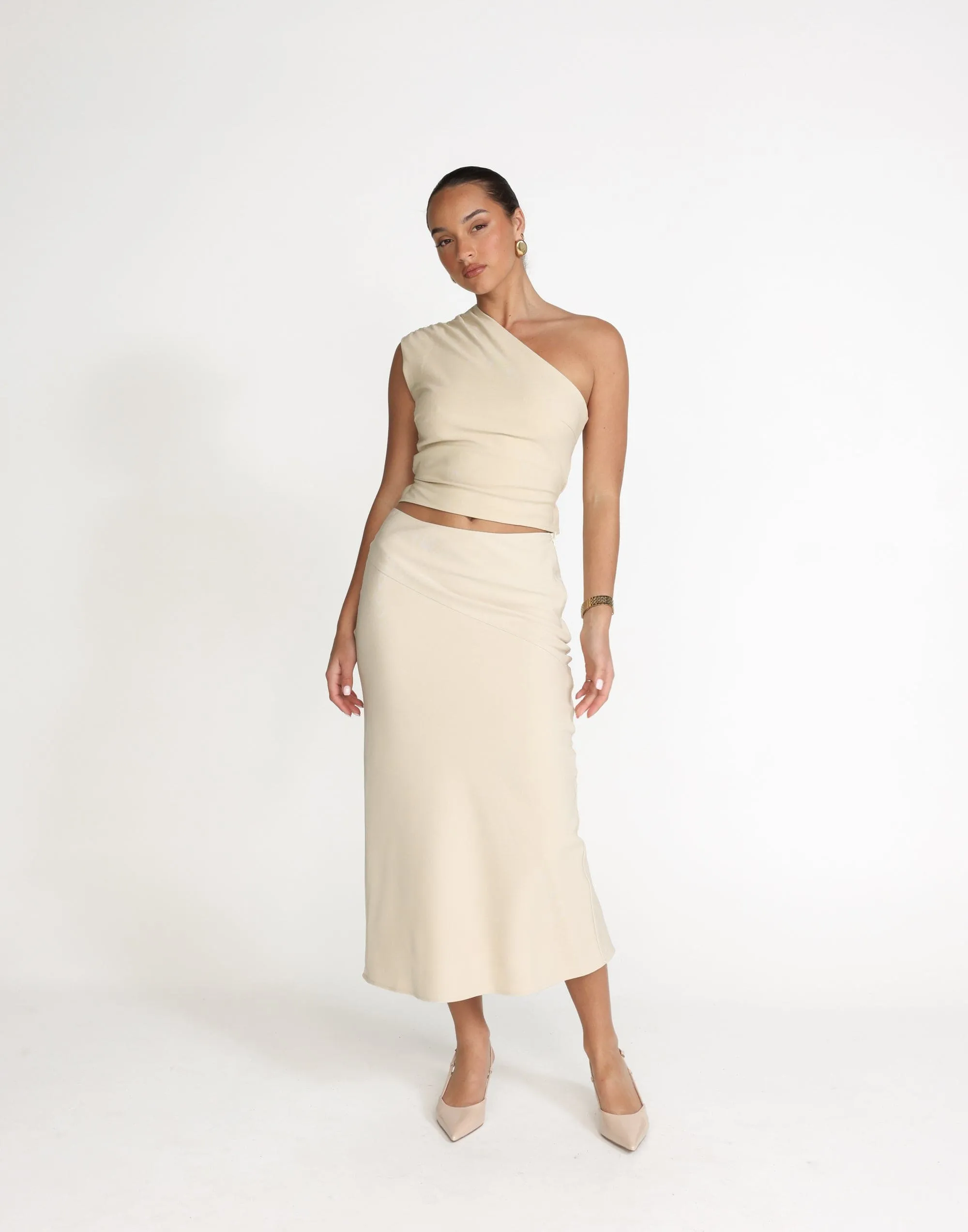 Colby Midi Skirt (Sandstone)