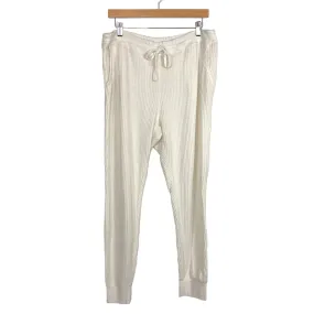 Colsie White Waffle Stitch Drawstring Joggers- Size L (Inseam 28")