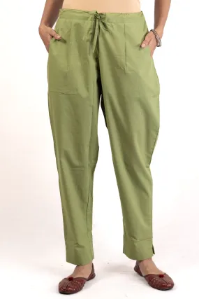 Cotton  Straight Pant - Pista Green