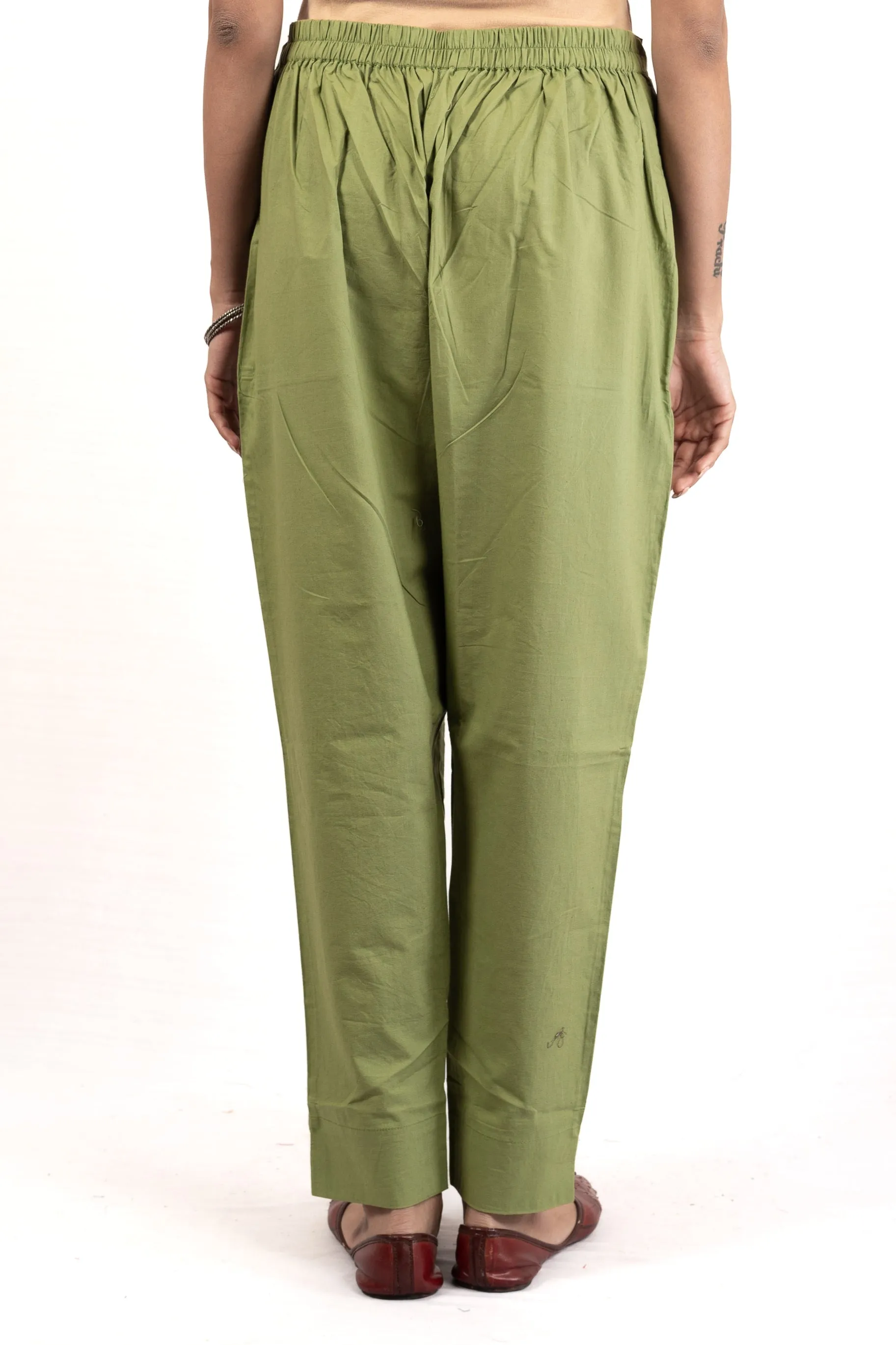 Cotton  Straight Pant - Pista Green