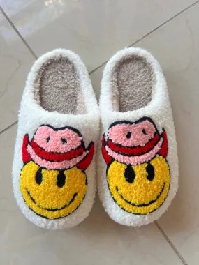 Cowboy Smiley Face Slippers