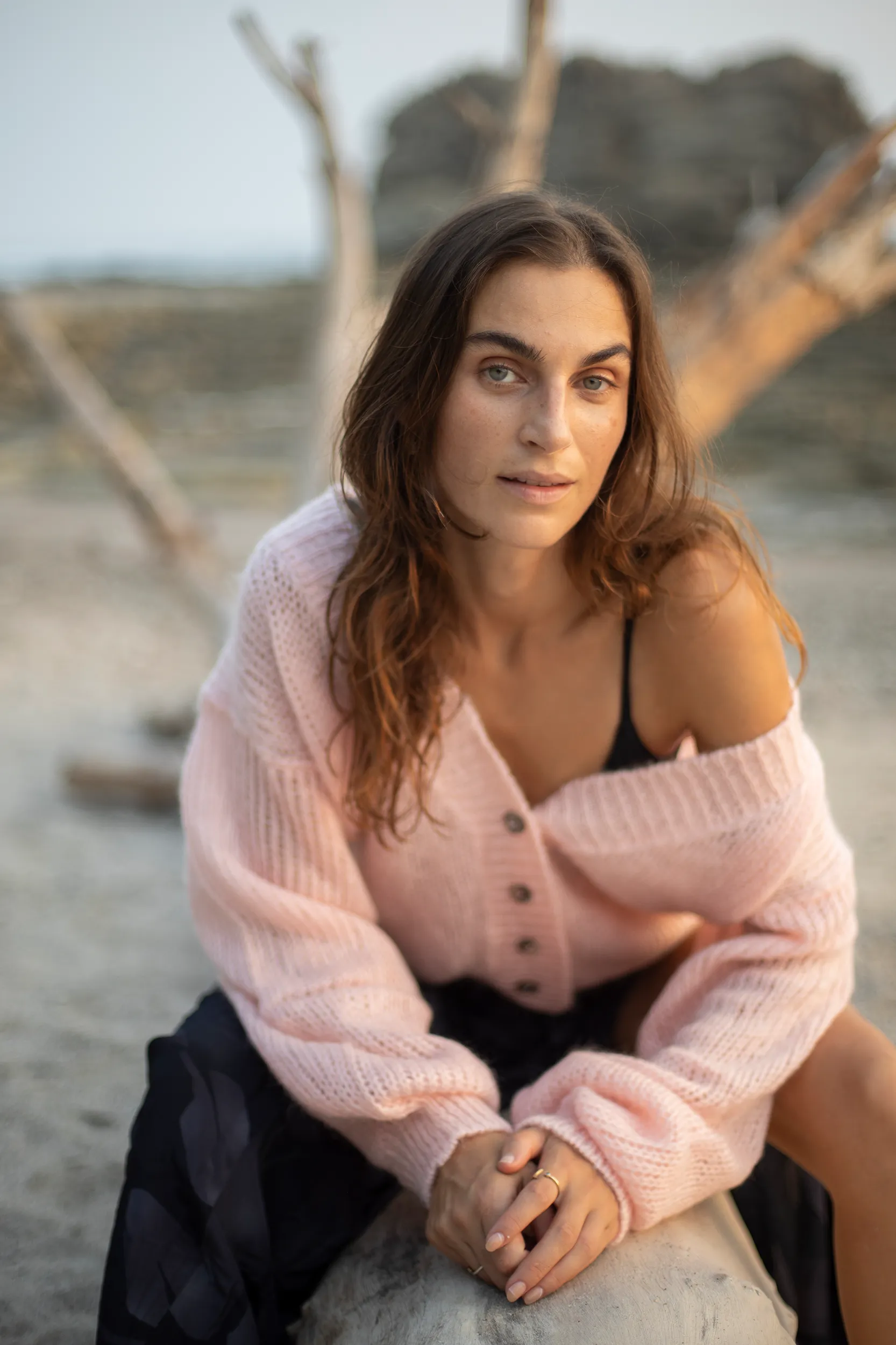 Cropped Cardigan in Dusty Rose