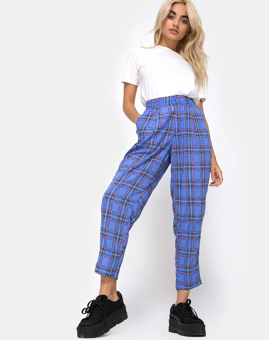 Dastan Trouser in 90's Check Blue Pink