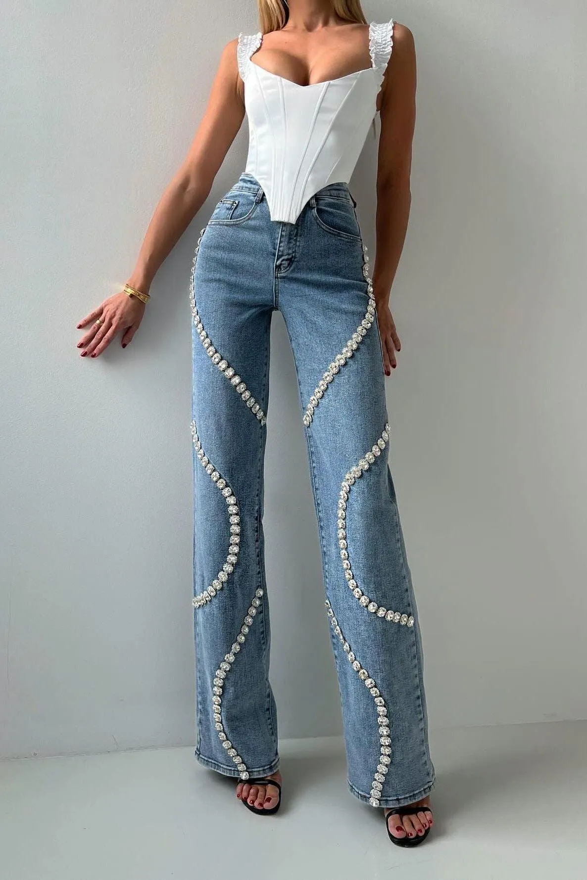 Denim Diamond Straight Jeans