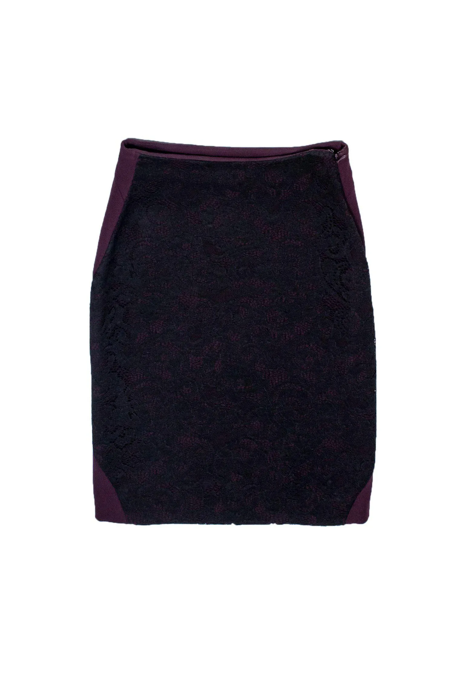 Diane von Furstenberg - Burgundy Skirt w/ Black Lace Front Sz 0