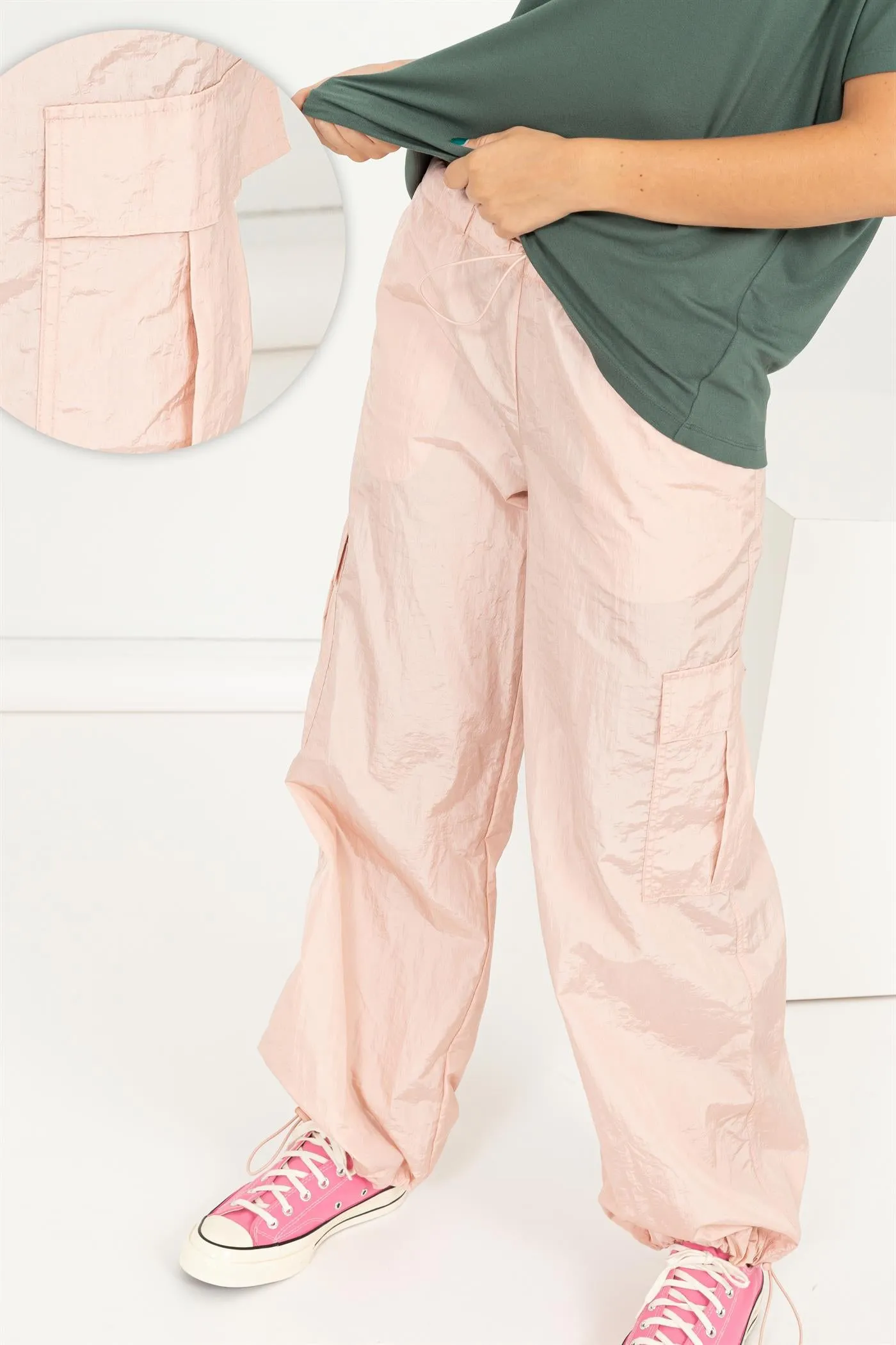 DZ24C809-Low Rise Parachute Cargo Pants