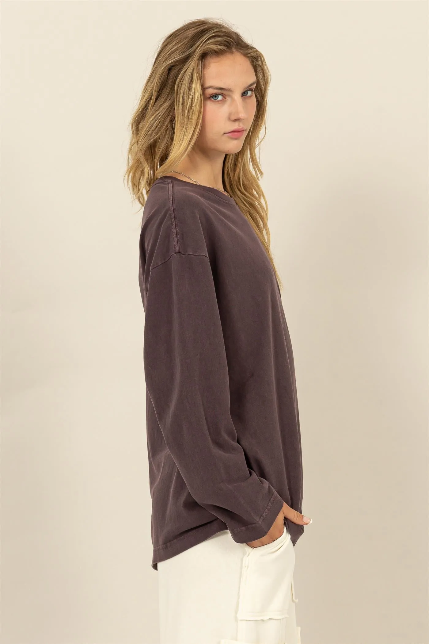 DZ24E491-Oversized Crew Neck Long Sleeve Tee