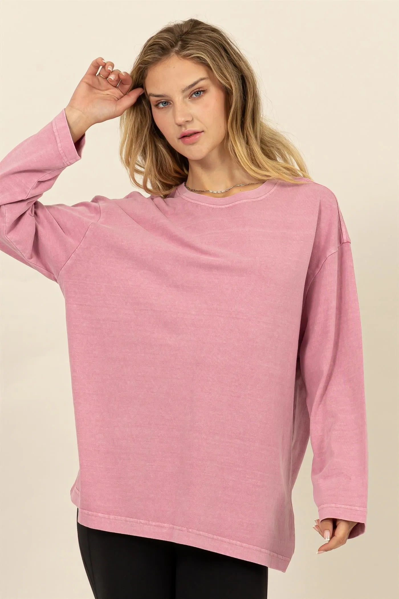 DZ24E491-Oversized Crew Neck Long Sleeve Tee