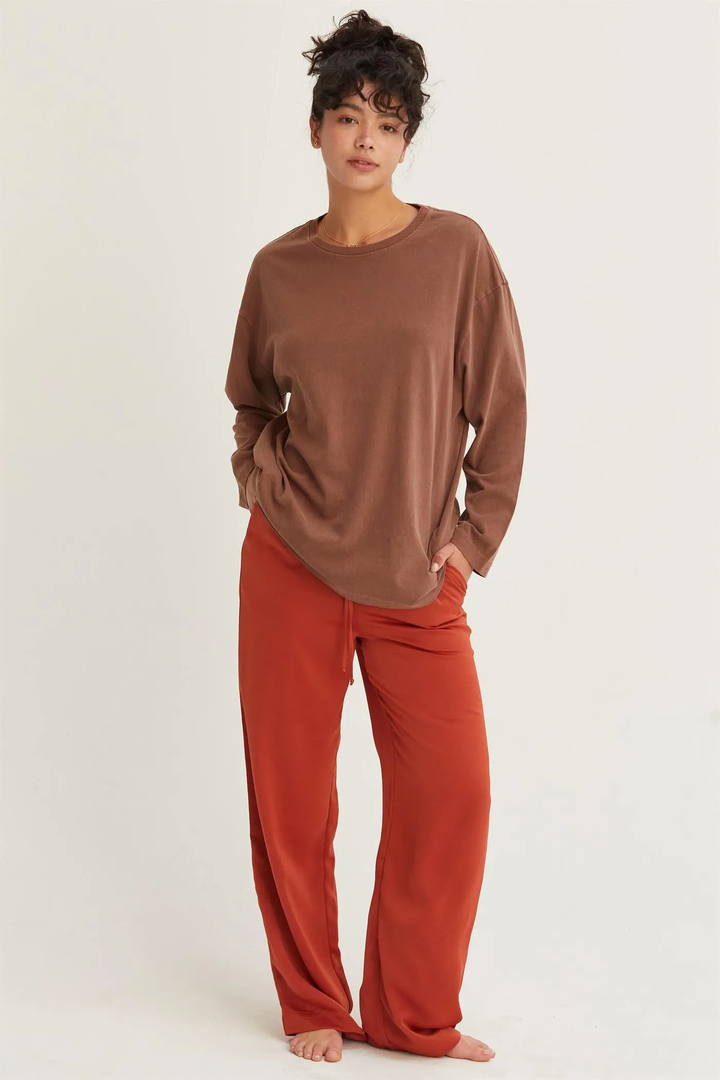 DZ24E491-Oversized Crew Neck Long Sleeve Tee