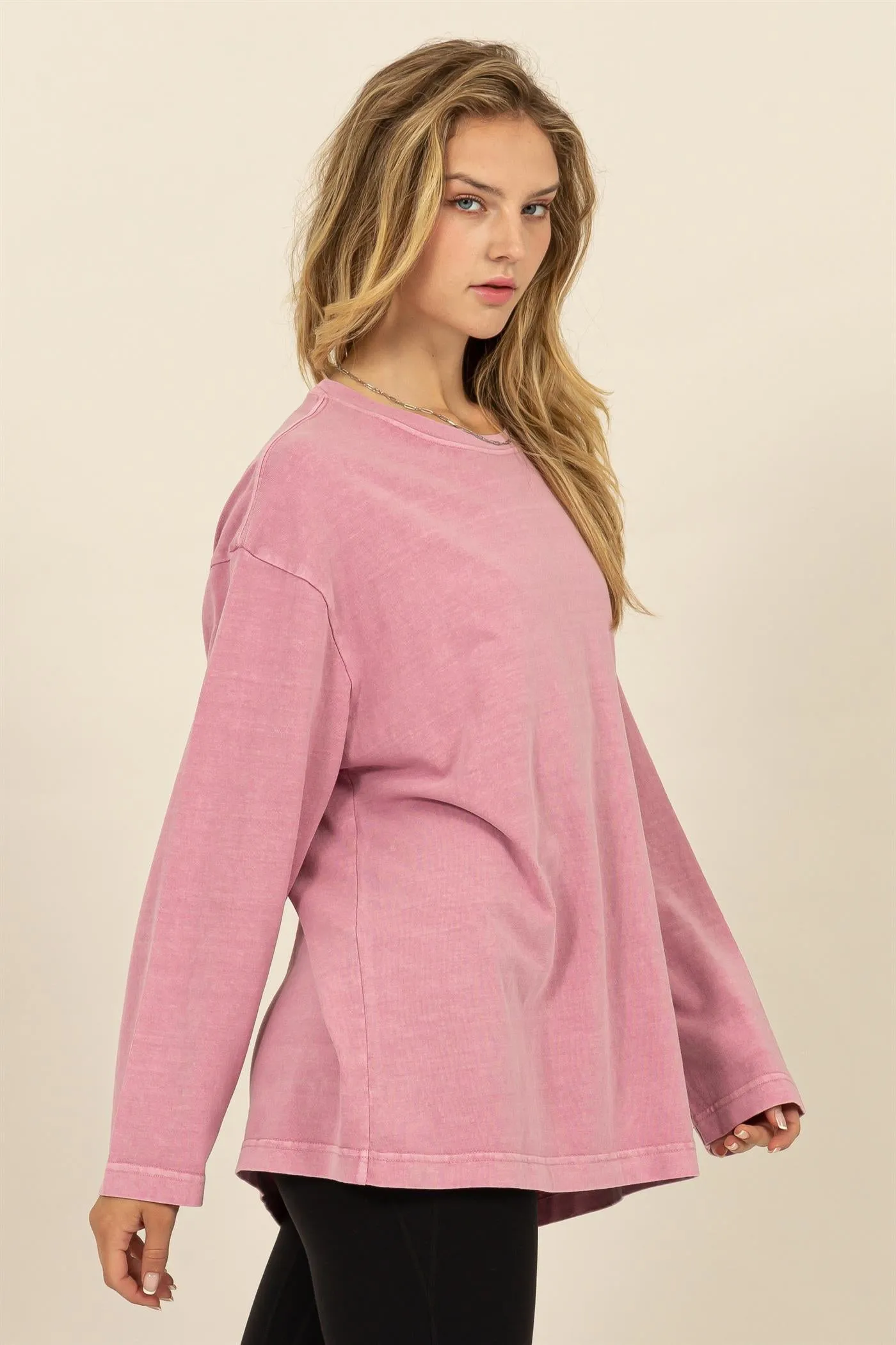 DZ24E491-Oversized Crew Neck Long Sleeve Tee