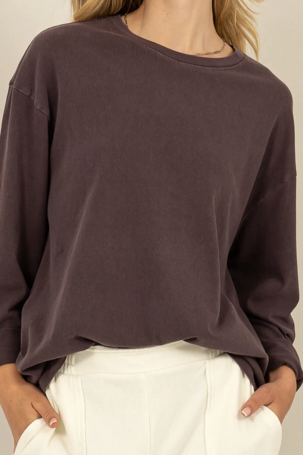 DZ24E491-Oversized Crew Neck Long Sleeve Tee