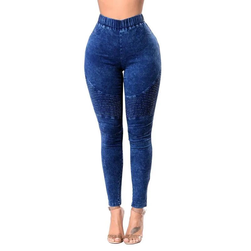 Elastic High Waist Slim Fit Jeans