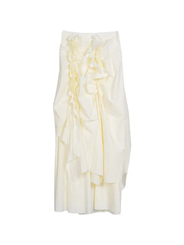 Elegant Frill Ruffle Drawstring Long-Skirt