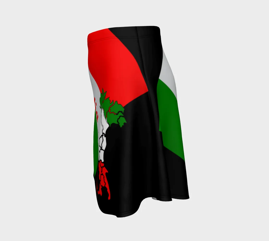 Elegant Italia - Italy Flag And Map Flare Skirt