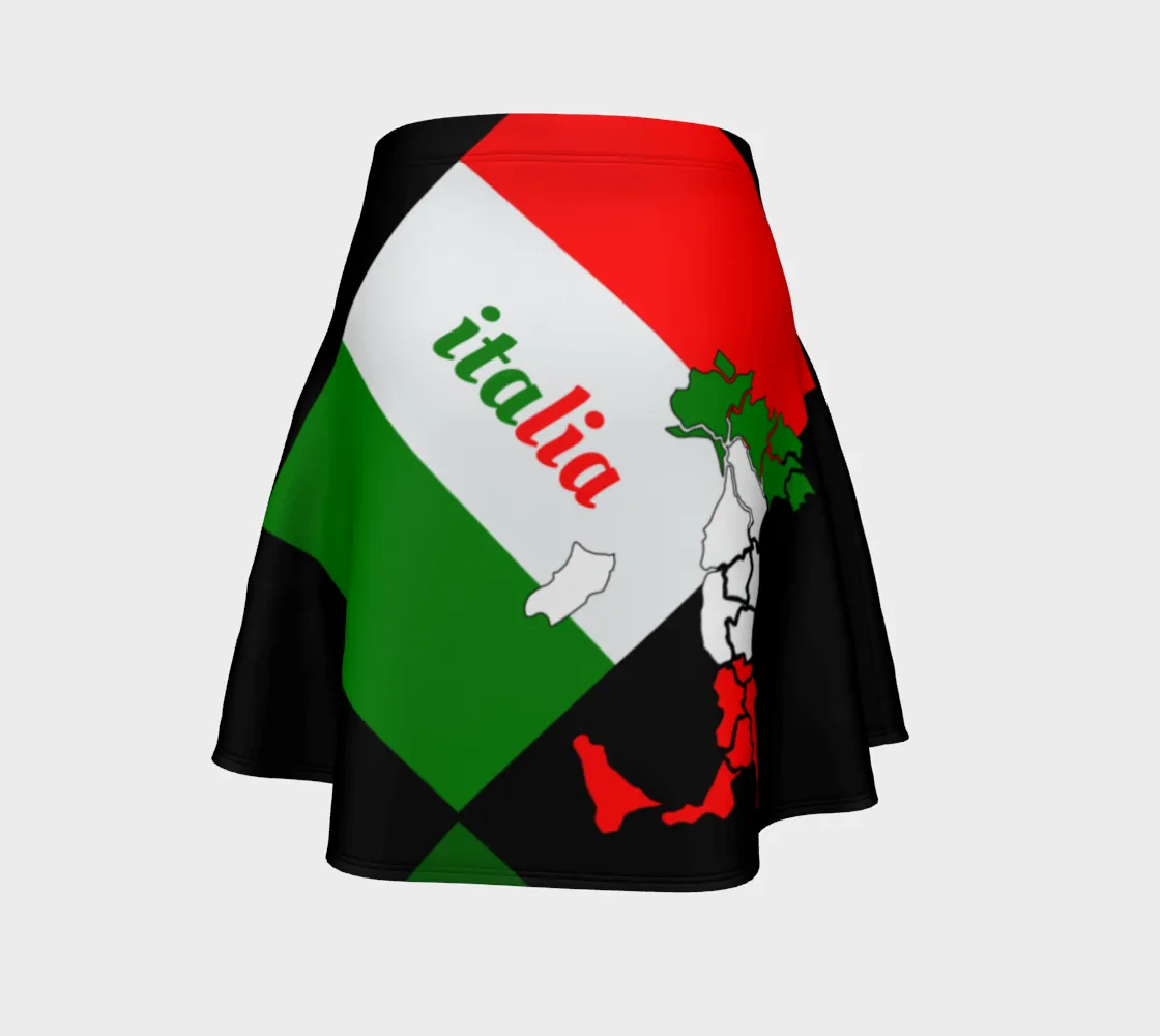 Elegant Italia - Italy Flag And Map Flare Skirt