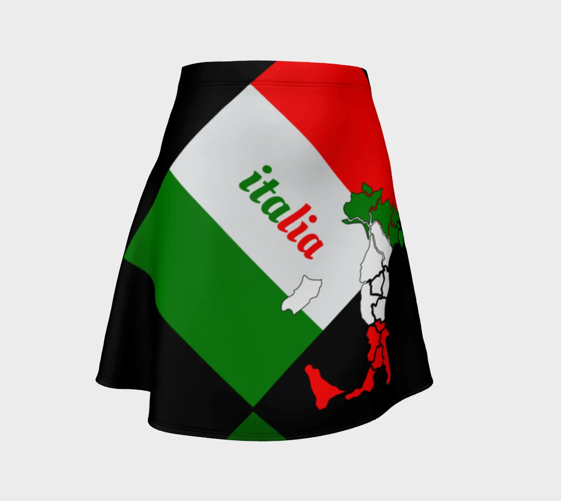 Elegant Italia - Italy Flag And Map Flare Skirt