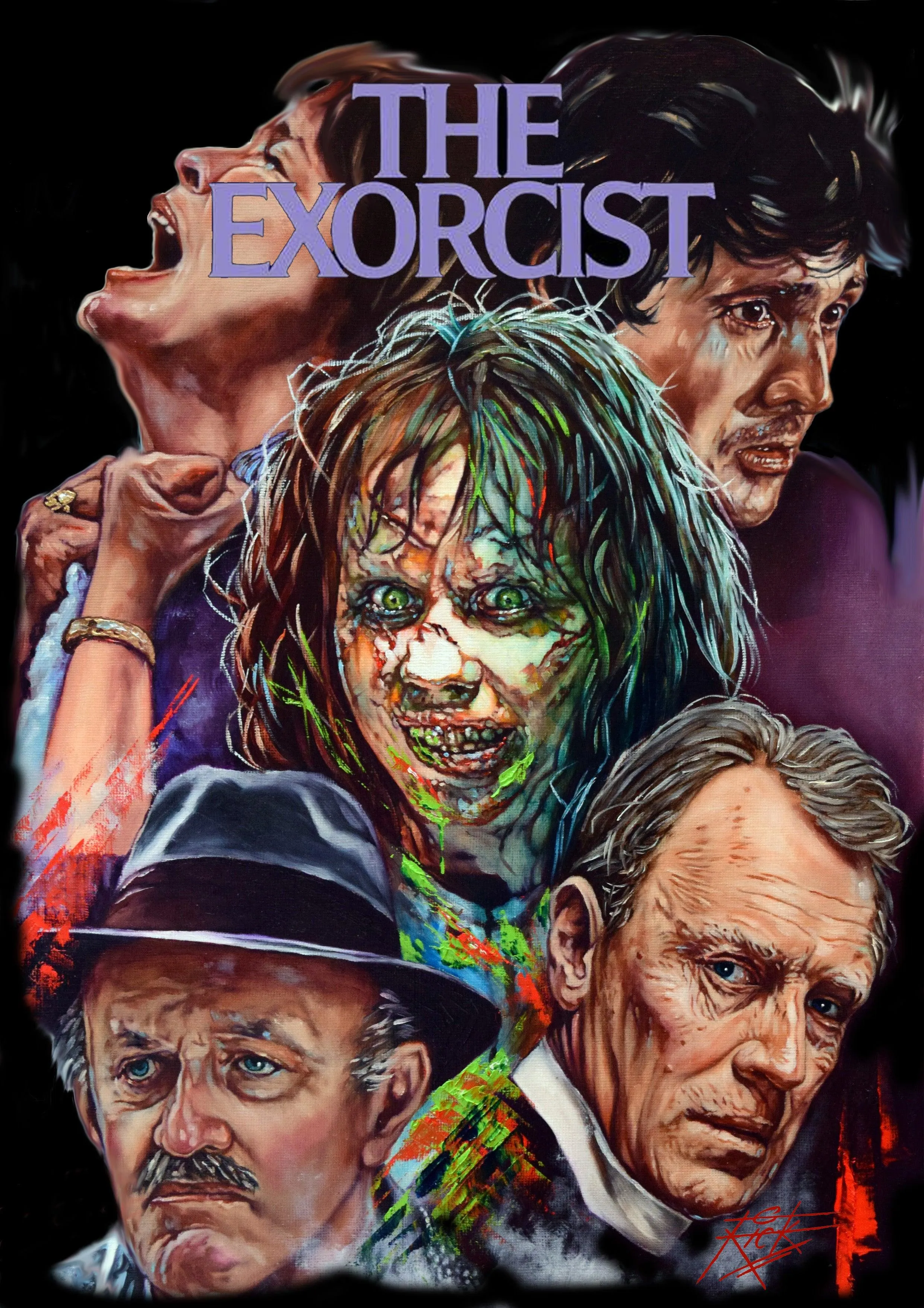 Exorcist Collage - Classic Horror Movie Poster Art - T-Shirt by Rick Melton