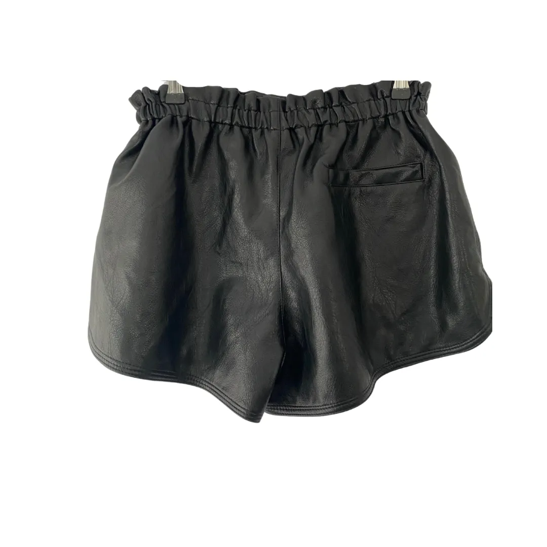 Faux Leather Athletic Shorts Black