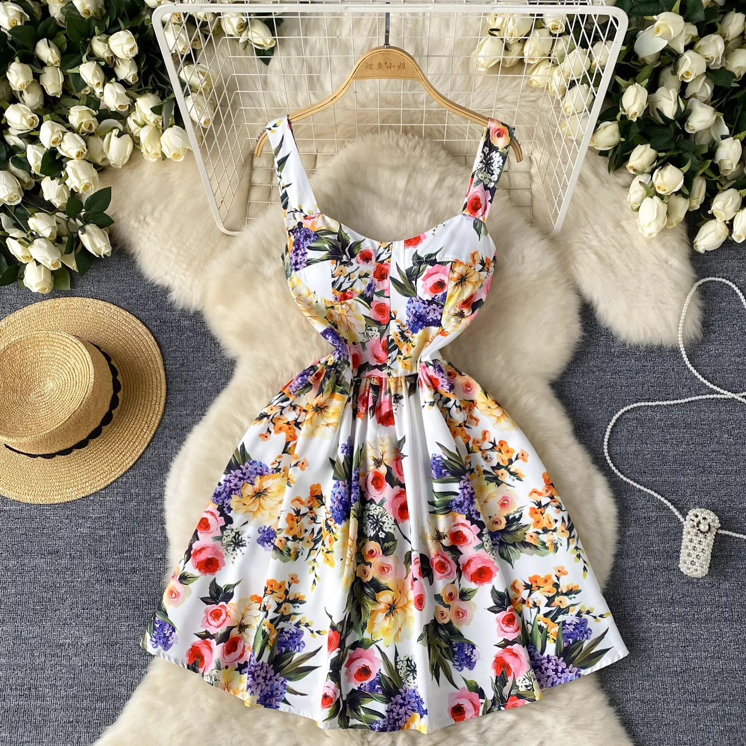 French Style Floral Slip Dress