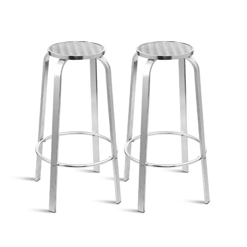 Gardeon 2-Piece Outdoor Bar Patio Stools Aluminum