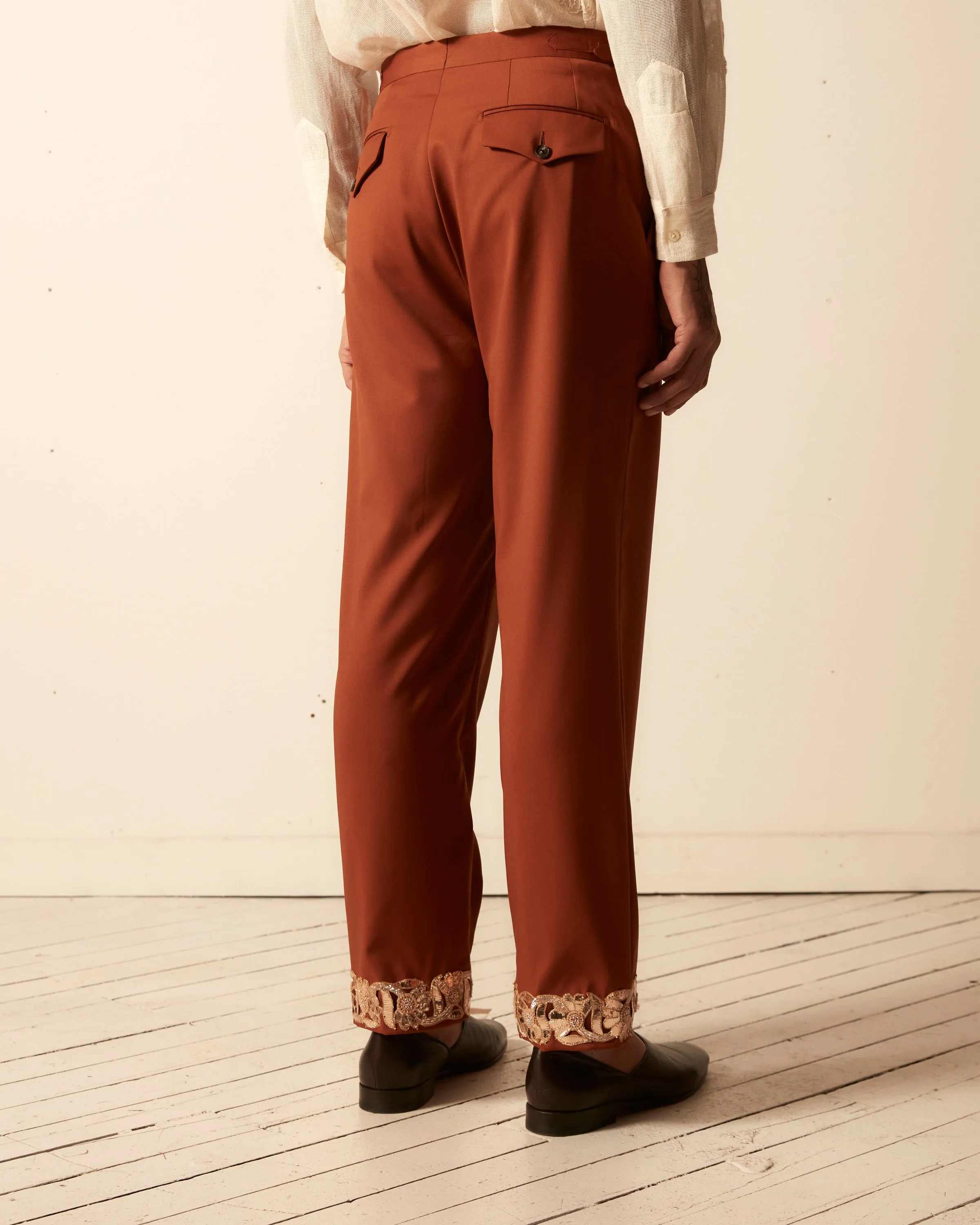 Gilded Floral Suiting Trouser