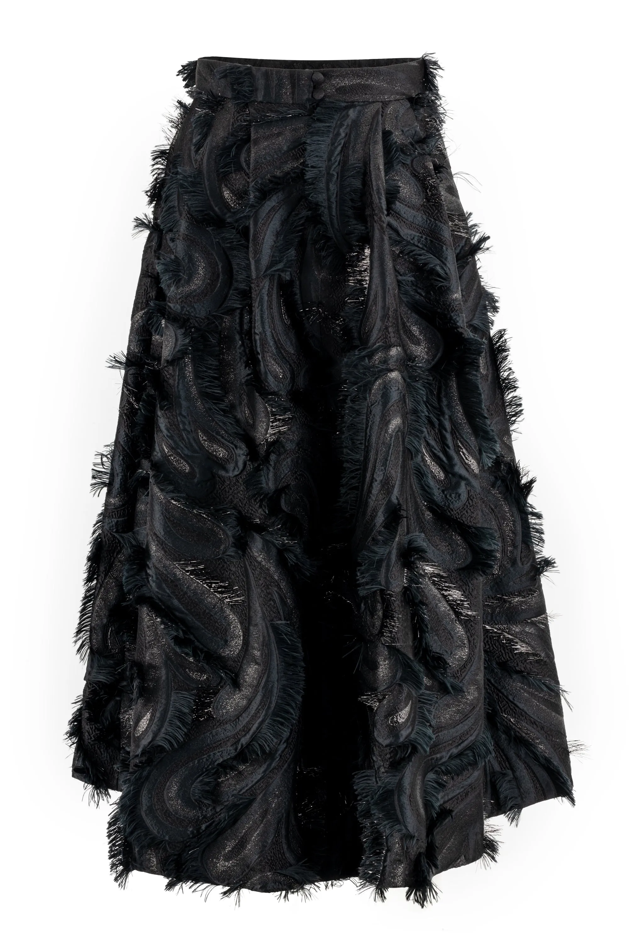 GLORIOSA BLACK JACQUARD MIDI SKIRT