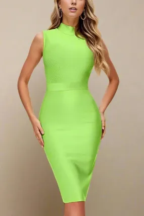 Grace Bandage Midi Dress - Neon Green