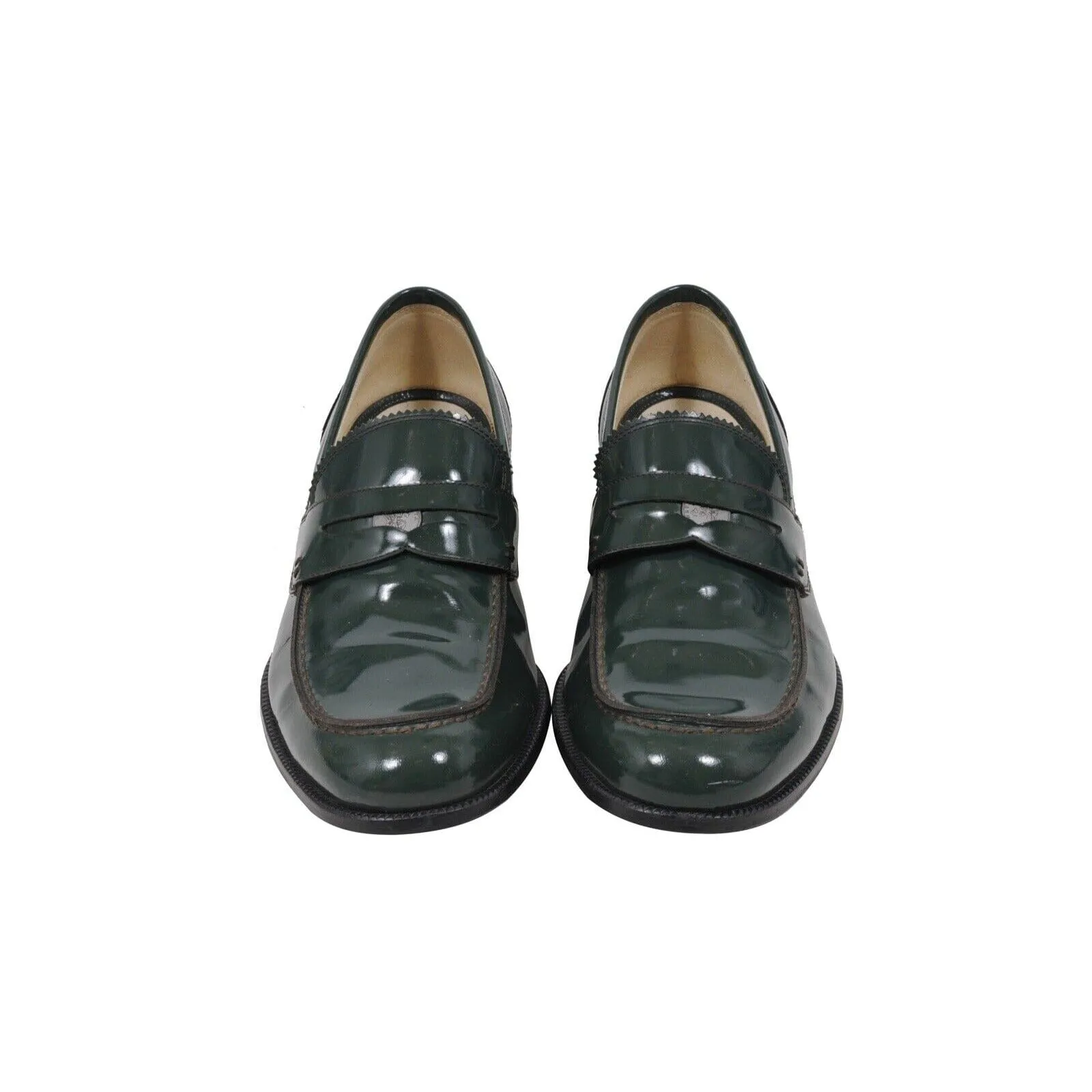 Green Patent Leather Penny Loafers