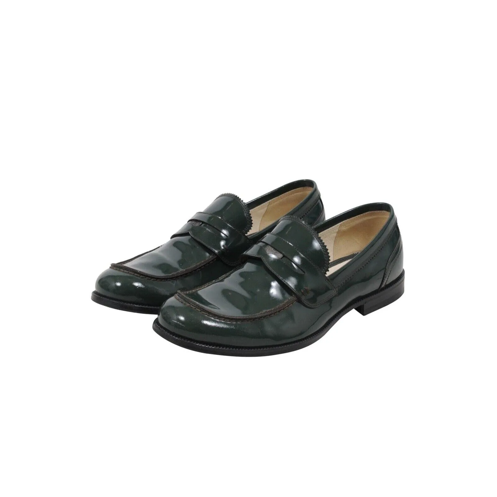 Green Patent Leather Penny Loafers