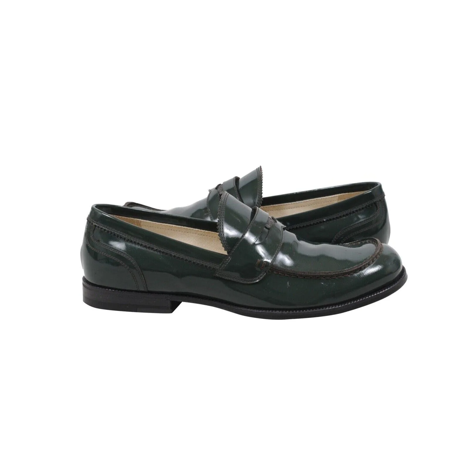 Green Patent Leather Penny Loafers