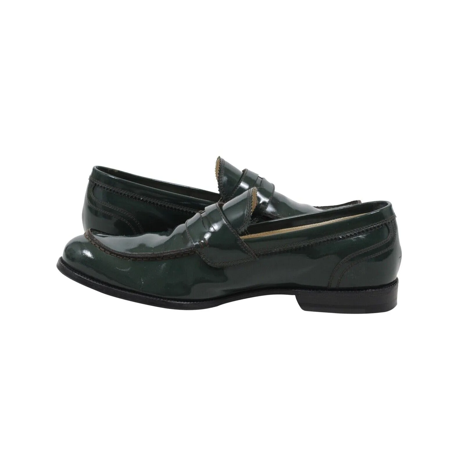 Green Patent Leather Penny Loafers