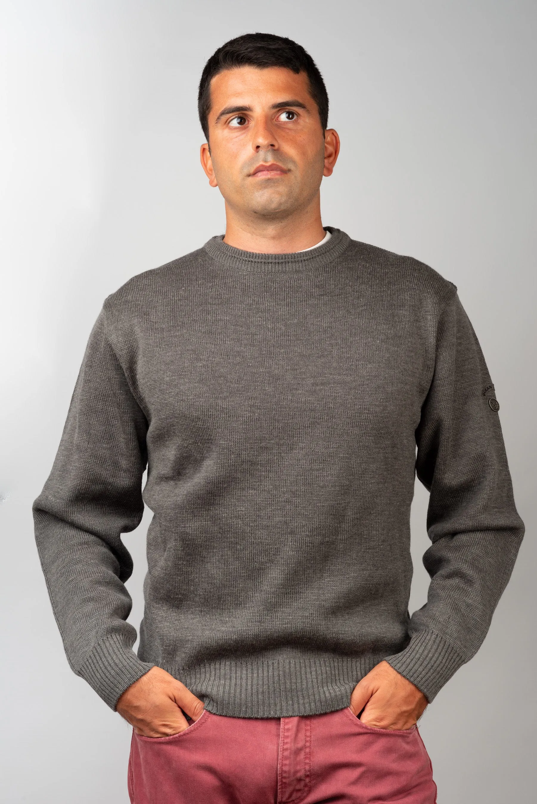 Grey Merino Crewneck Sweater