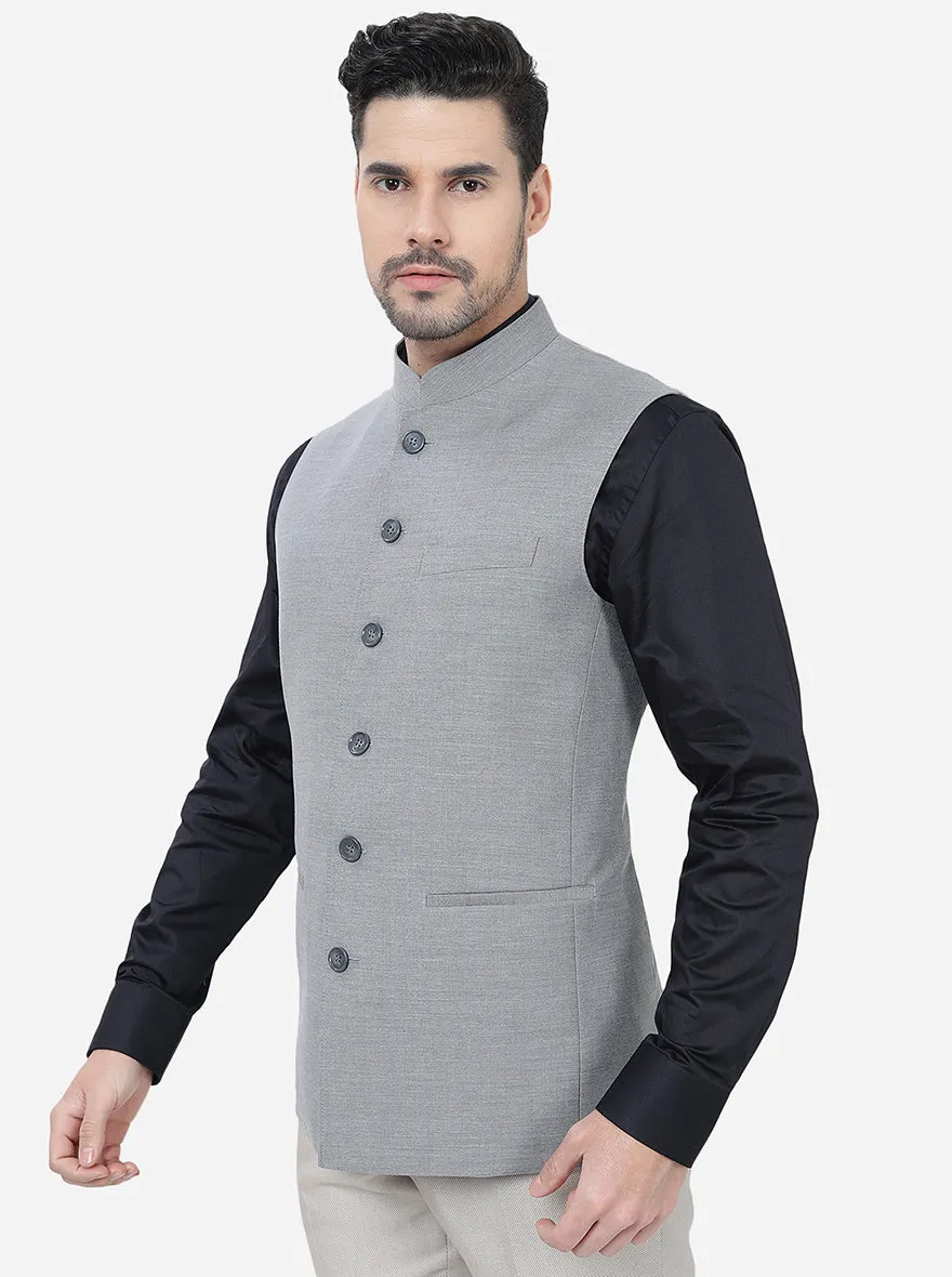 Grey Solid Regular Fit Modi Jacket | JadeBlue