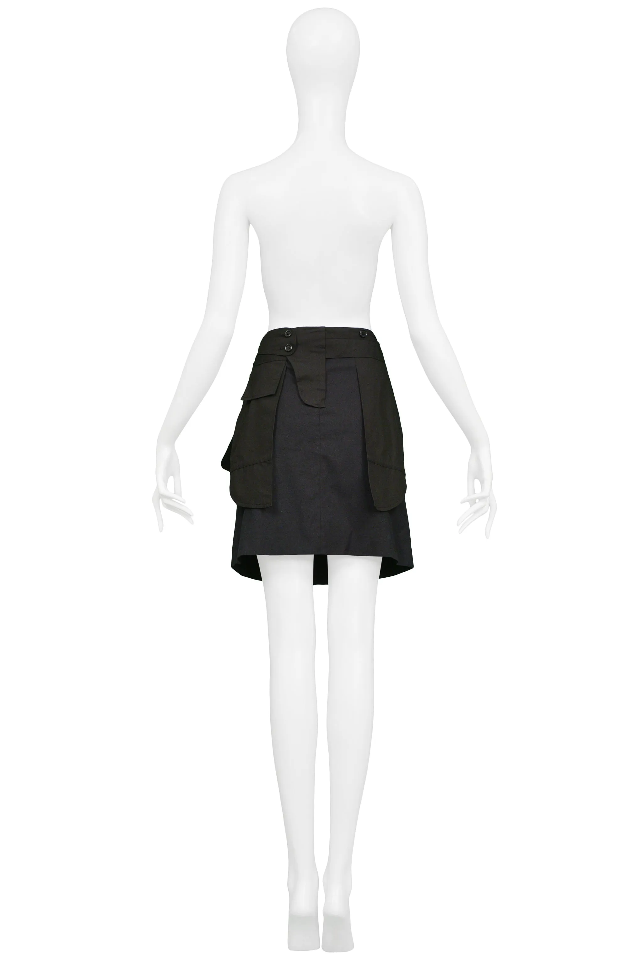 HELMUT LANG BLACK INSIDE-OUT COTTON SKIRT