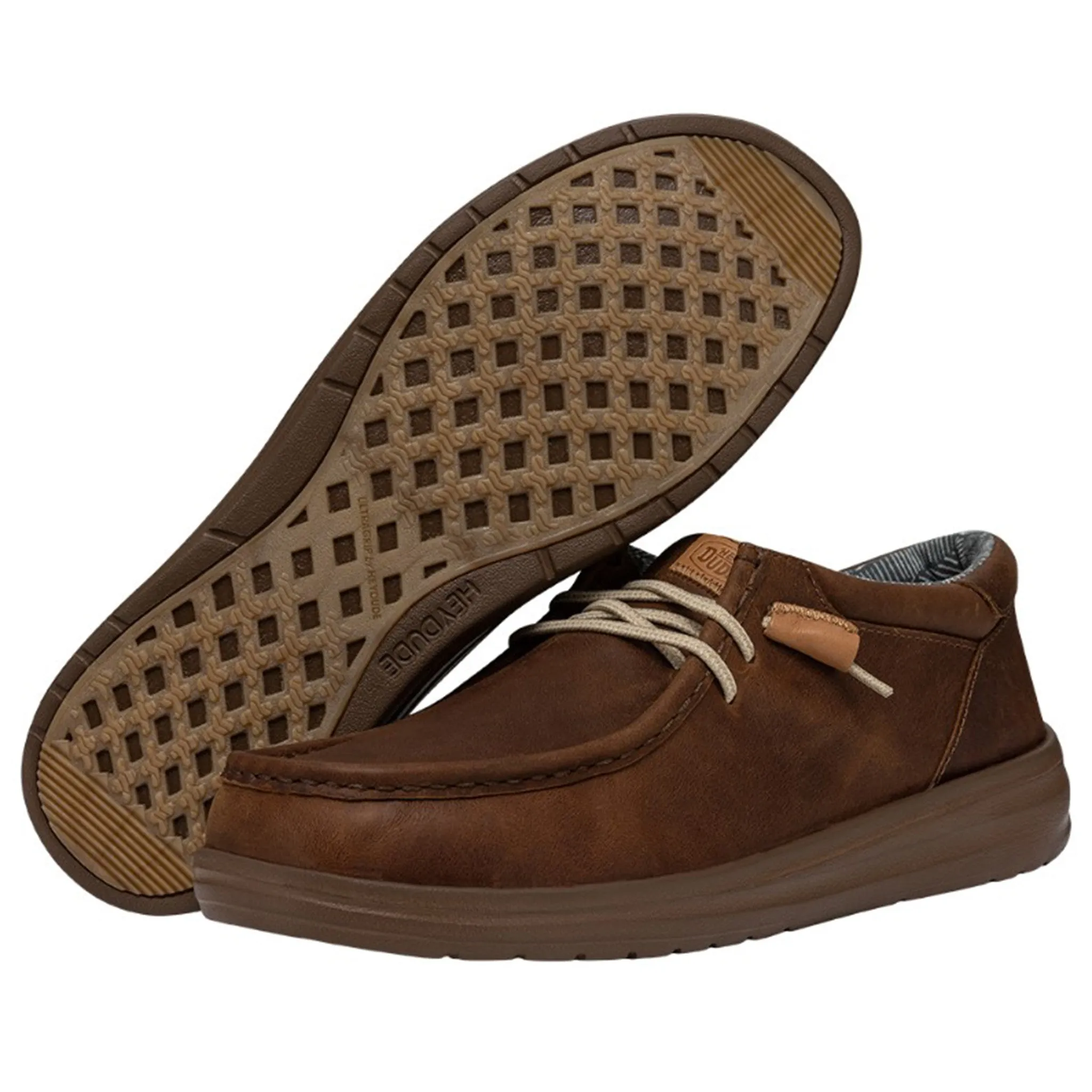 Hey Dude Men's Wally Grip Leather Brown