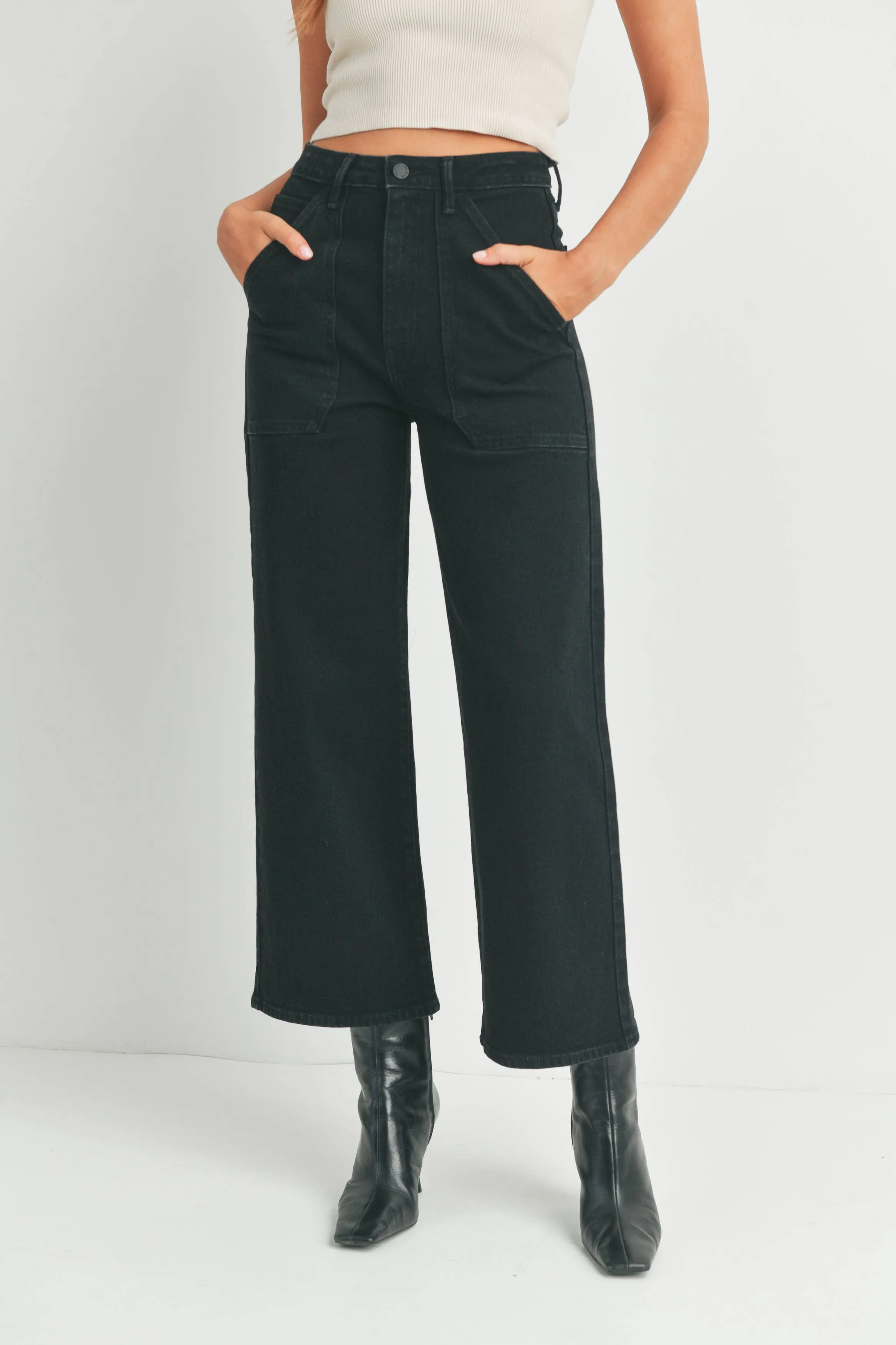 High Rise Cargo Pocket Wide Leg