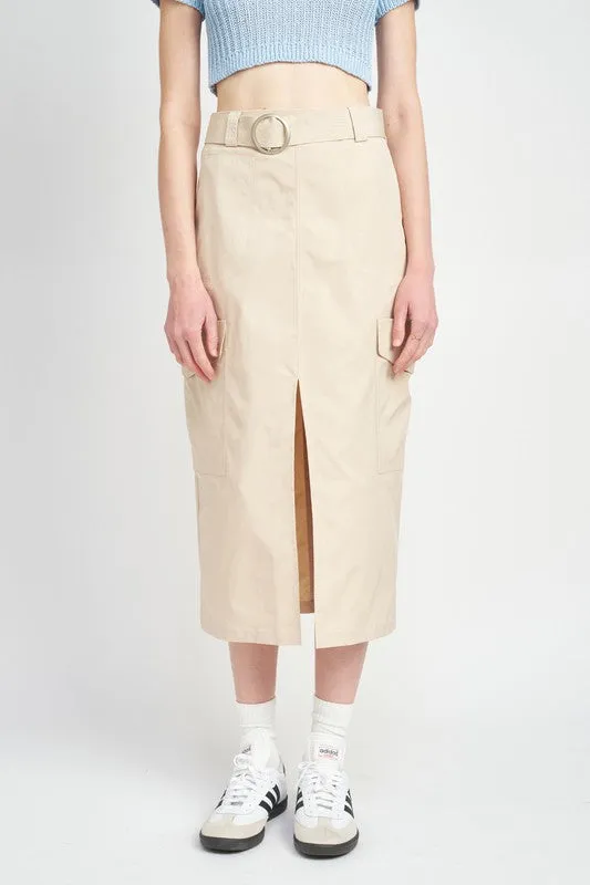 HIGH WAIST CARGO MIDI SKIRT