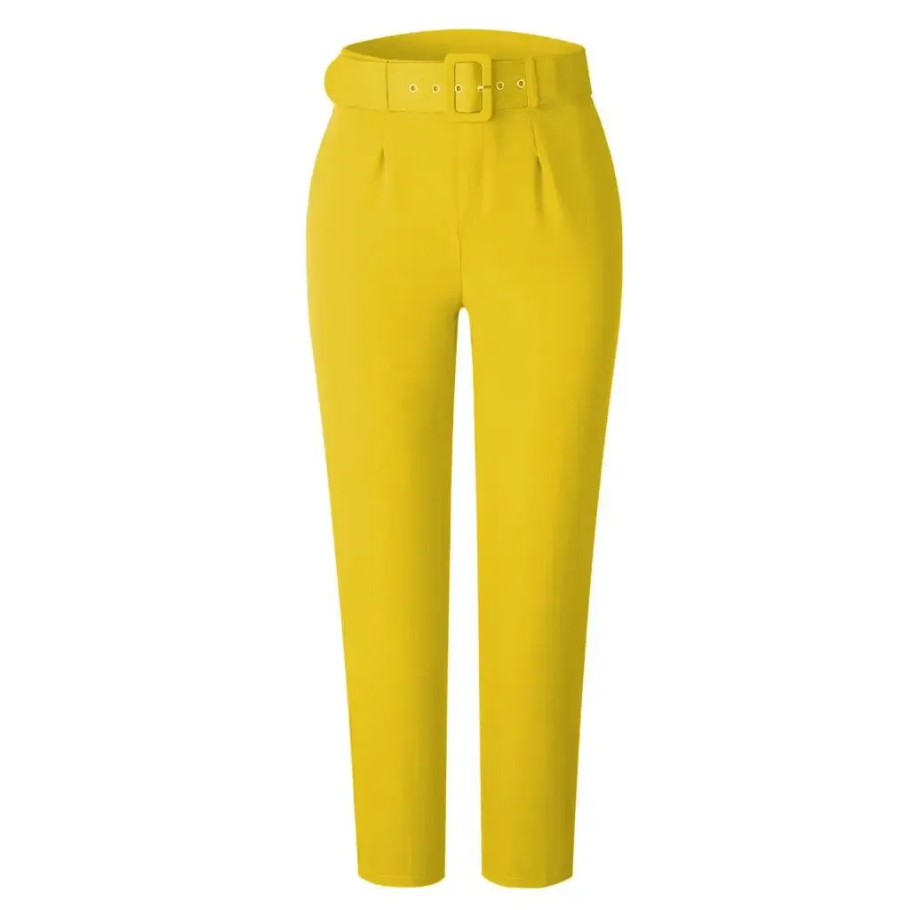 High Waisted Workwear Belted Pants