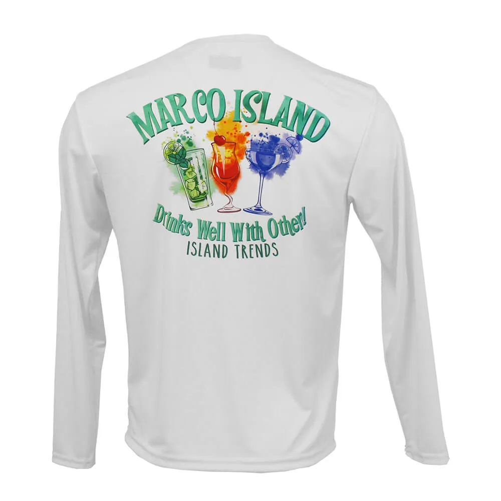 Island Trends Drink Well With Others Long Sleeve Performance T-Shirt - White