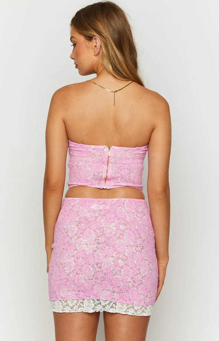 Jem Pink Lace Mini Skirt