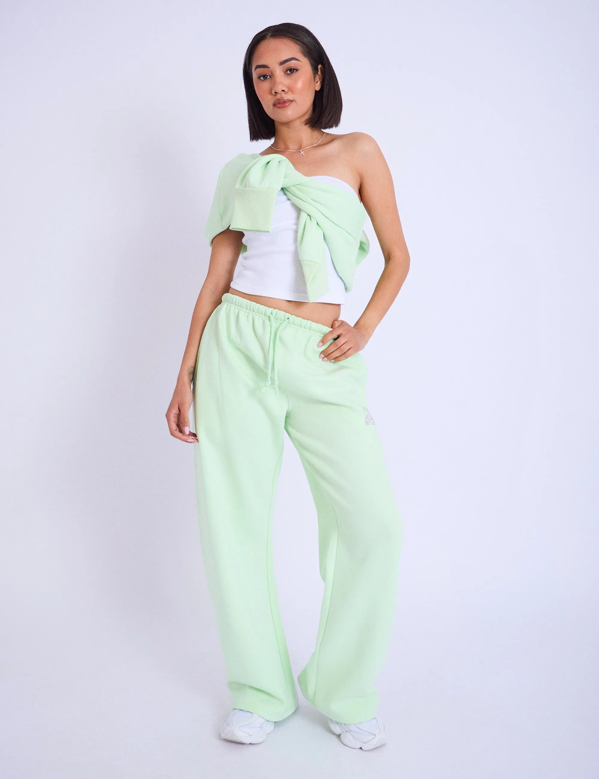 Kaiia Studio Bubble Logo Wide Leg Joggers Lime & Lilac