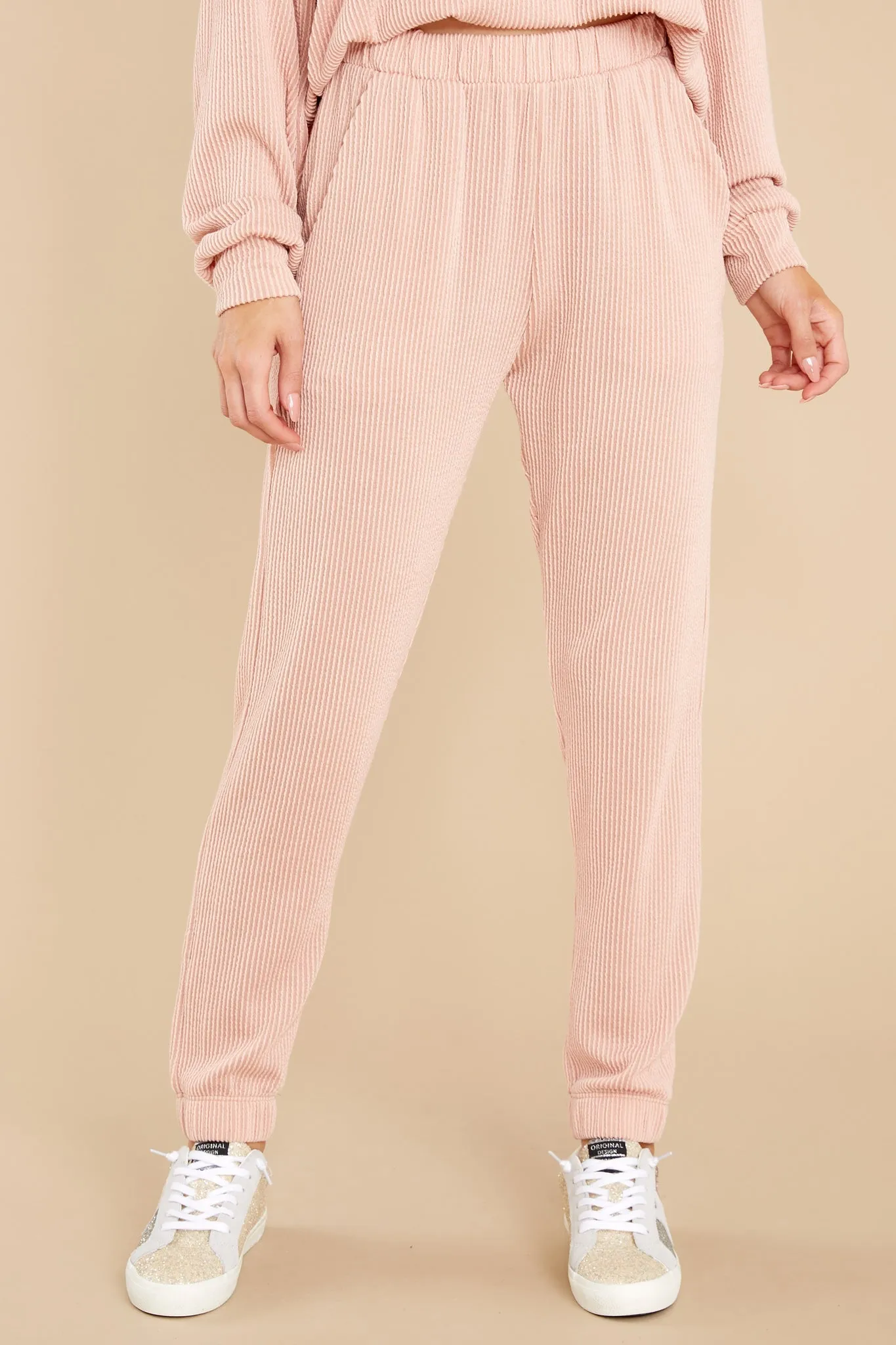 Keep The Motivation Light Peach Joggers